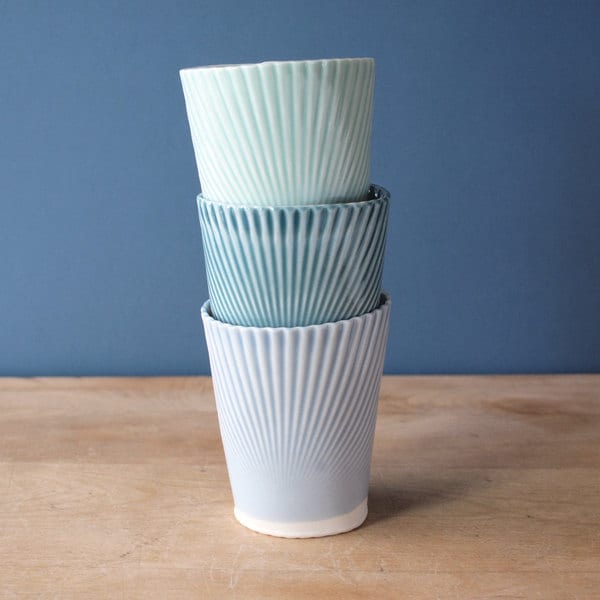 porcelain tumblers. mint. blue. teal