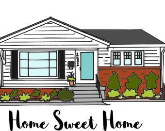 Custom Digital Home House Portrait-Graphic Design-Illustrated Digital House Painting-Housewarming-New Home-Moving gift-Made to order