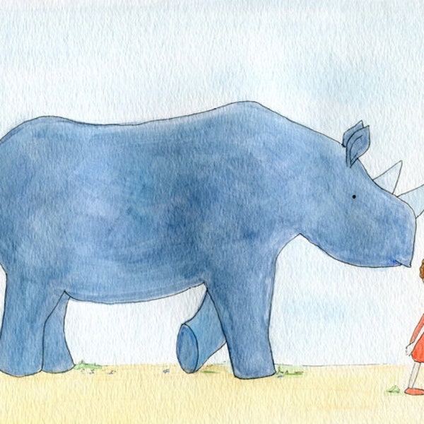 Rhino Watercolor Animal Art Print