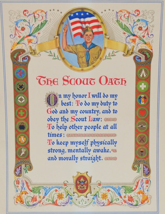 Items Similar To Bsa Boy Scout Of America Oath Original Poster Circa