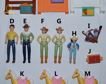 Loving Family People Figures cowboy mom, mommy lady dad, daddy man  cow girl ranch farm pony horse pretend play dollhouse doll house