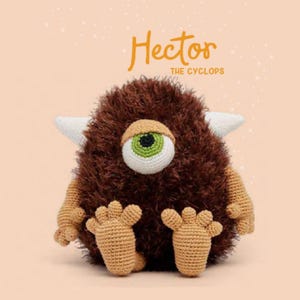 Hector the Cyclops Crochet, Cyclops Pattern, Cyclops Colorful, Animals Cyclops, Crochet Toy, Amigurumi Hector, Cute Kawaii Stuffed Animal