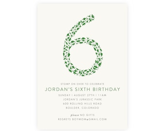 6th Birthday Party Invitation for a Dinosaur Birthday | Dinosaur Printable Invitation, Digital Download, Dinosaur Invitation, Sixth Birthday