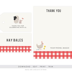 Barnyard Party Thank You and Favor Tags Farm Party, Banyard Birthdayn Favor Tags, Instant Download, Old McDonald, Printable Template image 1