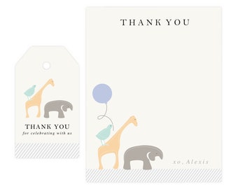 Gender Neutral Animal Thank You Cards | Baby Shower Thank You, Digital Download, Printable Template, Instant Download