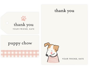 Puppy Party Thank You and Gift Tags | Puppy Note Cards, Puppy Thank You, Puppy Favor Tags, Instant Download, Dog Party, Instant Download PDF