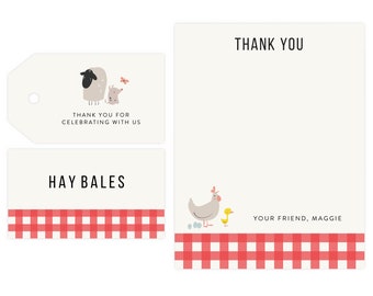 Barnyard Party Thank You and Favor Tags | Farm Party, Banyard Birthdayn Favor Tags, Instant Download, Old McDonald, Printable Template