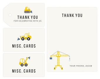 Construction Party Thank You and Gift Tags | Dump Truck, Construction Favor Tags, Instant Download, Bob the Builder,