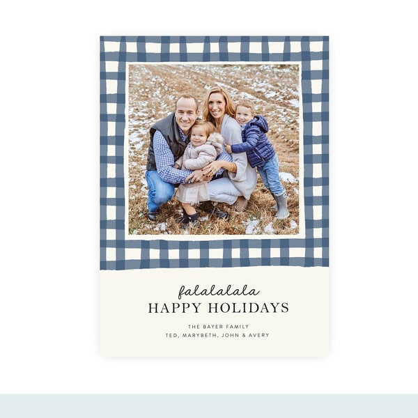 Preppy Gingham Christmas Card | Printable Template, Christmas Photo Card, Christmas Template, Printable Christmas, Editable Template