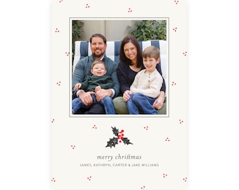 Christmas Photo Card | Printable Template, Preppy Christmas, Holiday Photo Card, Instant Download