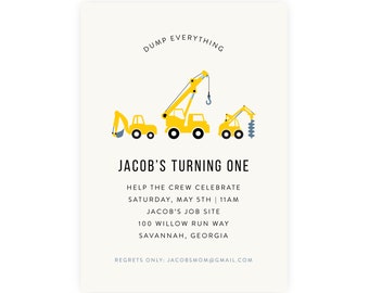 Construction Party Invitation — Construction Birthday Invitation — Construction Invitation —  First Birthday, 1st Birthday, Edit Now!