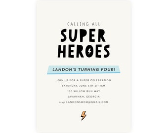 Superhero Birthday Invitation | Superhero Invitation, Superhero Template, Modern Superhero Instant Download, Edit Now in Templett