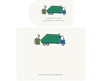 Trash Bash Note Cards and Gift Tags |  Garbage Truck, Instant Download, Thank You