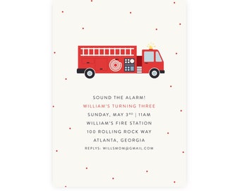 Fire Truck Birthday Invitation | Fire Station Birthday Printable DIY, Edit and Print Now, Fire Fighter Theme Party