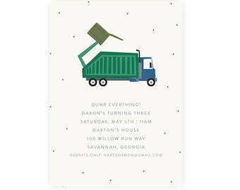 Trash Bash Birthday Invitation | Garbage Truck Birthday Printable DIY, Edit and Print Now