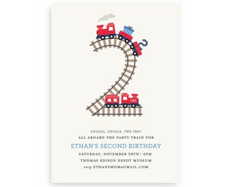Chugga Chugga Two Two Birthday Invitation | Train Invitations | Instant Download | Printable