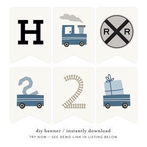Chugga Chugga Two Two Banner, Train Birthday Banner, Instant Download, Train Party