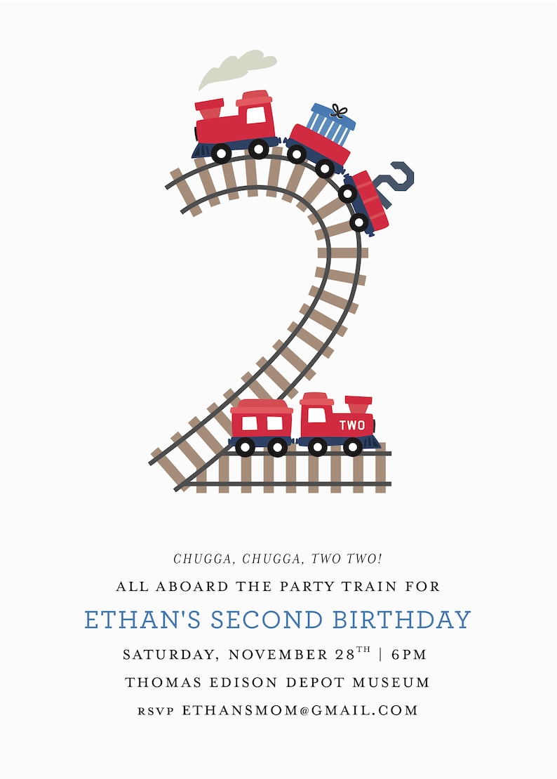 Chugga Chugga Two Two Birthday Invitation Train Invitations Instant Download Printable image 6