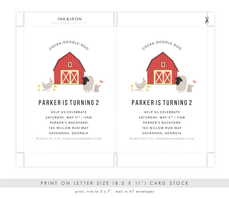 Barnyard Birthday Invitation w/ Picture First Birthday Invitation, Farm Party, Farm Birthday, Barnyard Party, Printable Template, PDF image 5