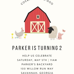 Barnyard Birthday Invitation w/ Picture First Birthday Invitation, Farm Party, Farm Birthday, Barnyard Party, Printable Template, PDF image 8