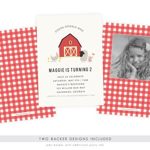 Barnyard Birthday Invitation w/ Picture First Birthday Invitation, Farm Party, Farm Birthday, Barnyard Party, Printable Template, PDF image 3