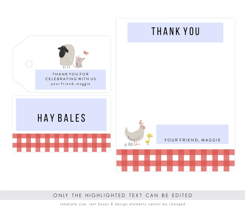 Barnyard Party Thank You and Favor Tags Farm Party, Banyard Birthdayn Favor Tags, Instant Download, Old McDonald, Printable Template image 3