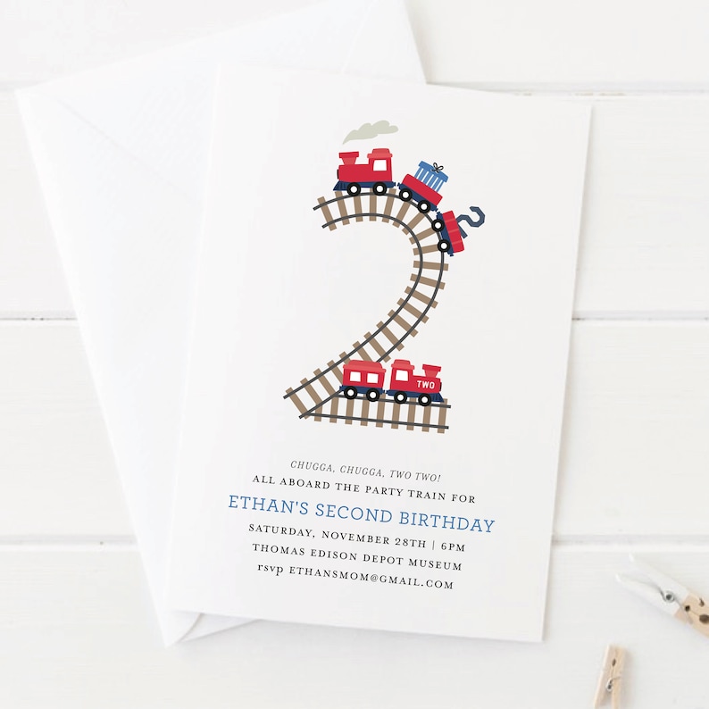 Chugga Chugga Two Two Birthday Invitation Train Invitations Instant Download Printable image 2