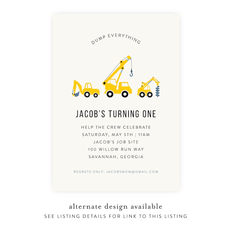 1st Birthday Construction Invitation Instant Download, First Birthday Invitation, Second Birthday, Third Birthday Invitation, Templett image 8