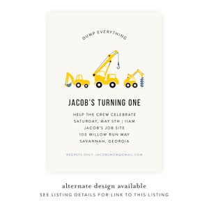 Tractor Birthday Invitation Dump Truck Invitation, Construction Invitation, 1st Birthday Template, First Birthday, Instant Download image 4