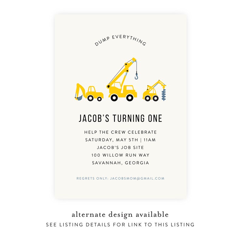 Tractor Birthday Invitation Dump Truck Invitation, Construction Invitation, 1st Birthday Template, First Birthday, Instant Download image 4