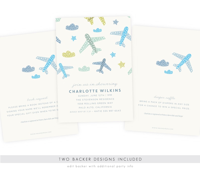 Baby Boy Shower Invitation Airplane Baby Shower Invitation Etsy