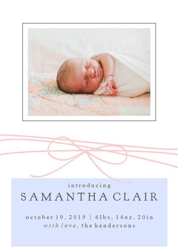 Gingham Baby Birth Announcement Template Baby Girl Etsy