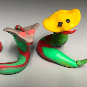 Mini Cobra Snake Garden Snake, Polymer Clay Snakes, Yard Decor Terrarium,Tiny Terrarium Figurine Handmade Garden Snakes