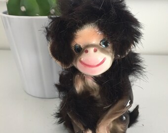 Vintage California Creations Bradley Ceramic Monkey with Real Fur Figurine
