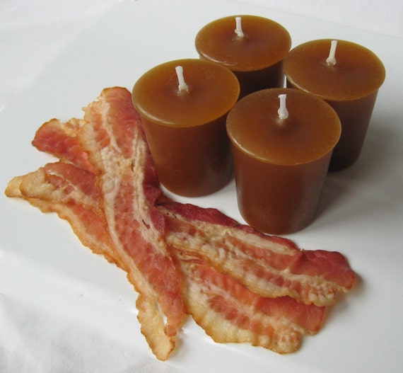 bacon candles 4 votives or 4 oz soy jar candle etsy