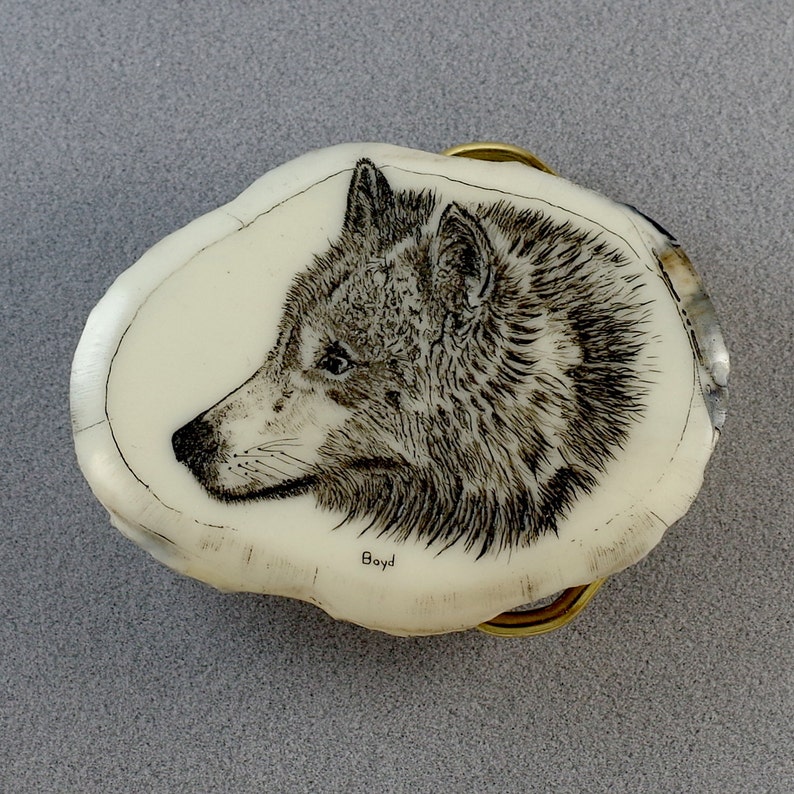 Scrimshaw Jewelry Wolf Belt Buckle Eco Ivory Scrimshaw Alaskan | Etsy