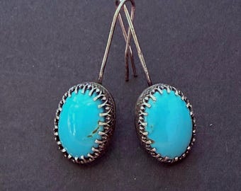 Handmade Sterling Silver Earrings: Blue Kingman Turquoise, OOAK Angel Whisper