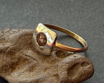 Red Rose Cut Diamond Ring: 14k Gold & Sterling Silver, Size 7