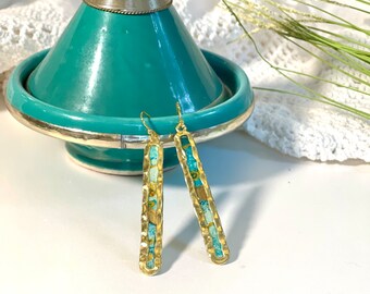 Dangle Art Earrings, original artwork, resin earrings, Caribbean blue, bridesmaid gift, customizable earrings