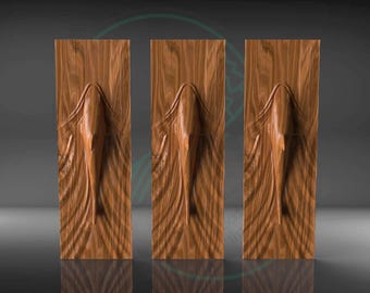 Shark and waves STL File for CNC Wood Carving – 3D Relief Digital Download