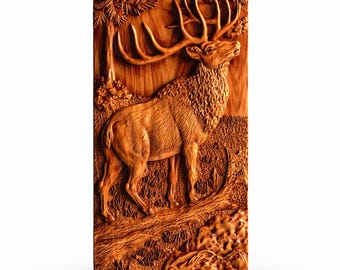Deer in Forest 3D STL Model: CNC Router File for Artcam & Aspire
