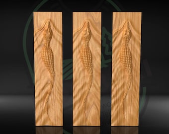 Crocodile STL File for CNC Wood Carving – 3D Relief Digital Download