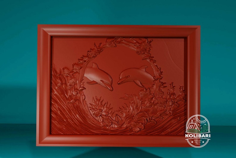 Dolphins, 3D STL Model, CNC Router Engraver, Vcarve, Artcam, Aspire ...