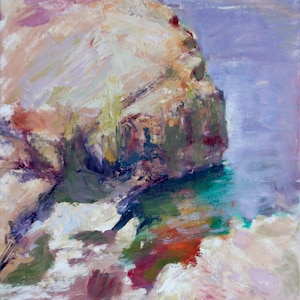 Sunny Day on the Rocks, SALE, Landscape, Light, Painting Original, Water Scene, Umpqua Valley,  Award-Winning Impressionist Oil Painting
