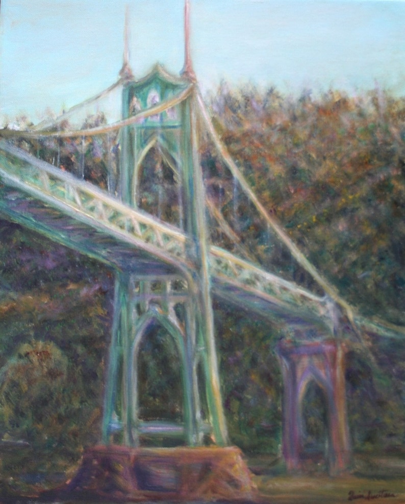 St. Johns Bridge Painting Print of Original Oil on Canvas Etsy