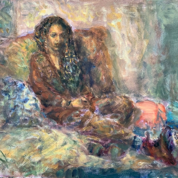 Mirabelle in Repose, Woman, Original Oil Painting on Canvas - Sale - Impressionist Portrait - Fine Art - Women Artists