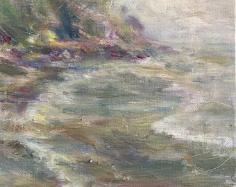 Cape, Mist & Waves, Original Scenic Landscape Painting, Pacific Northwest Coast, Fog, Mood, Alla Prima - Plein Air Painting, The West, Ocean