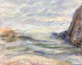 Sea & Sky - Original Oil Painting- Impressionist - Affordable Art - Pacific - Art of Oregon - Seascape - Framed- Oil Painting