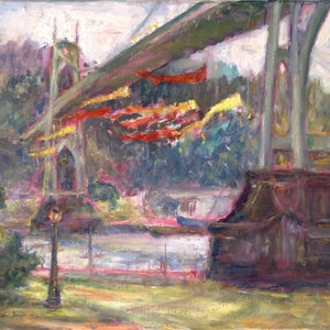 Artful Activism, Plein Air Painting, Peaceful Protest Art, Resistance, Climate Warriors, Fight the Power, St Johns Bridge, Action, Green
