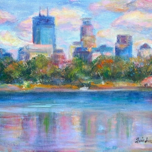 Downtown Minneapolis Skyline - Painting or Print, Original, Minneapolis Art - Minnesota Art, Impressionism, Custom